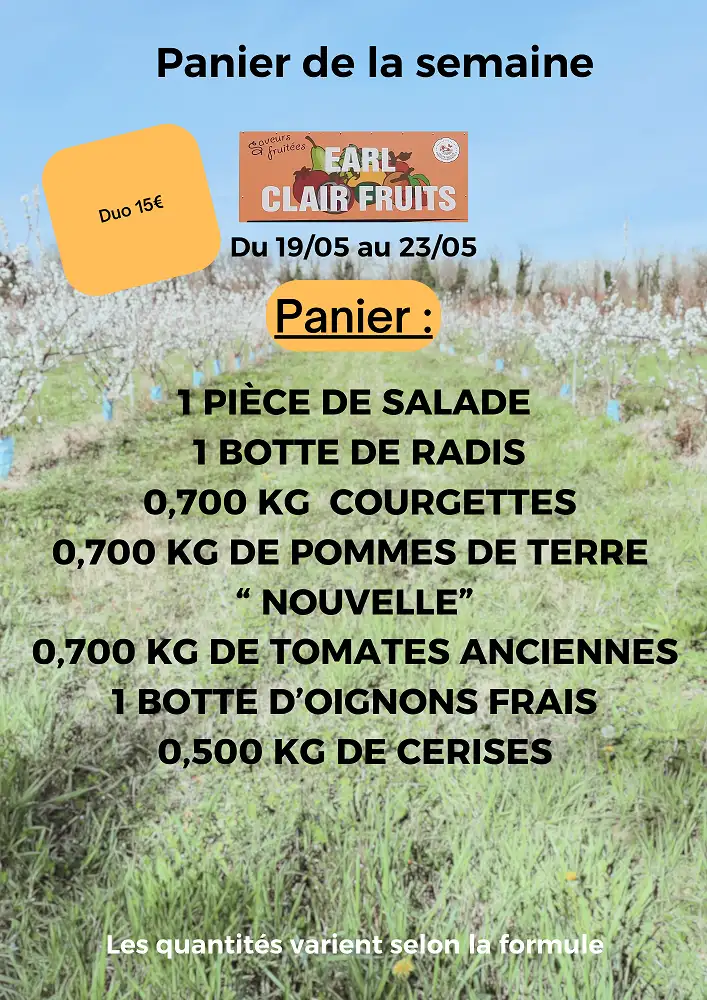 Panier de la semaine à 15 euros