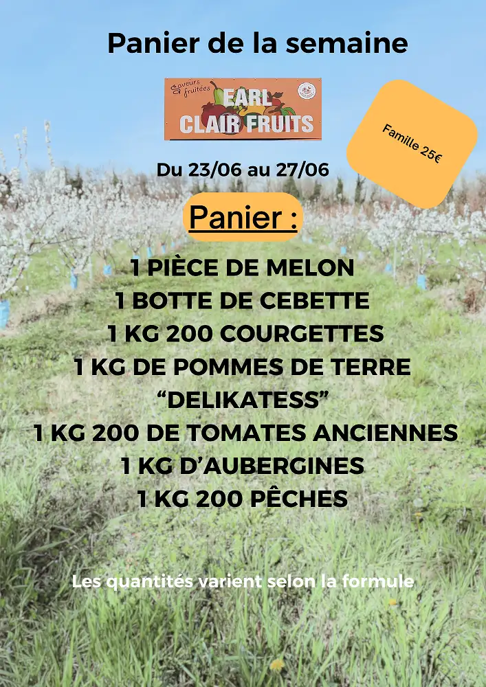Panier de la semaine à 25 euros