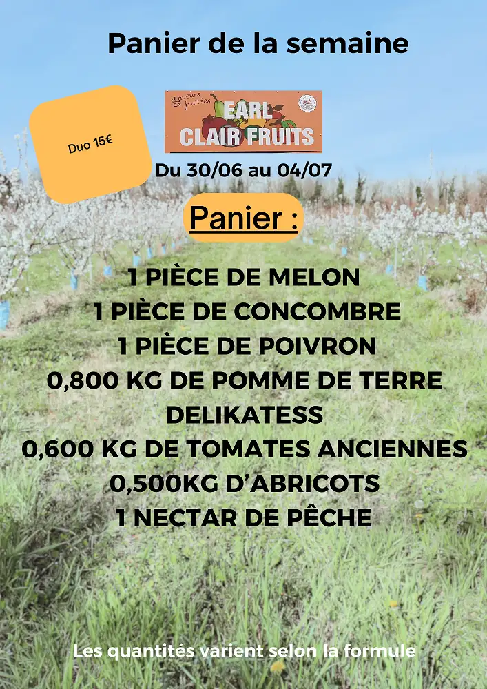 Panier de la semaine à 15 euros