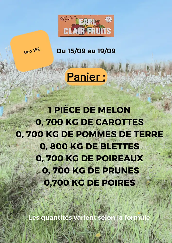 Panier de la semaine à 15 euros