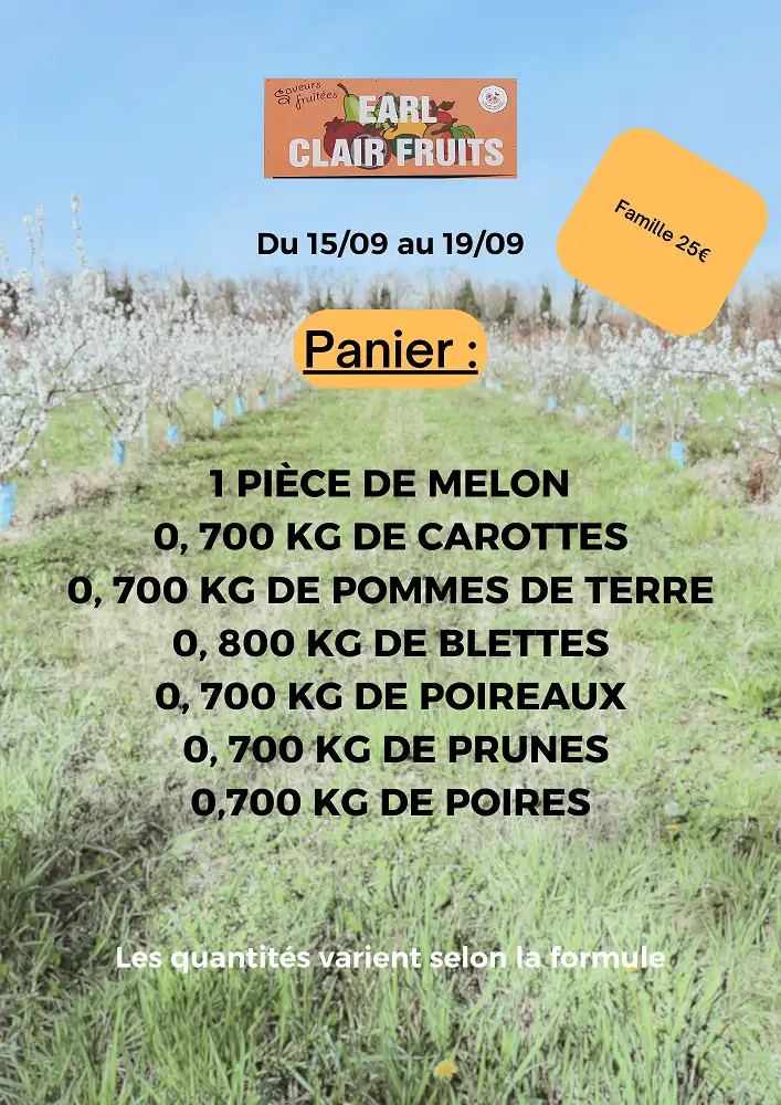 Panier de la semaine à 25 euros